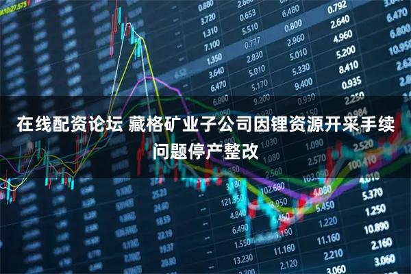 在线配资论坛 藏格矿业子公司因锂资源开采手续问题停产整改