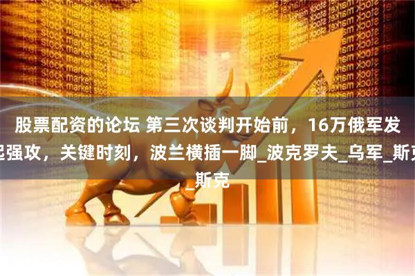 股票配资的论坛 第三次谈判开始前，16万俄军发起强攻，关键时刻，波兰横插一脚_波克罗夫_乌军_斯克